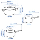 ANNONS Set 5 unit peralatan memasak, kaca/keluli tahan karat