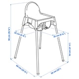 ANTILOP Kerusi tinggi dgn. tali keselamatan, putih/putih