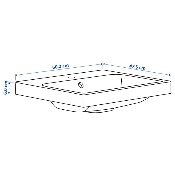 BACKSJÖN Sink, putih, 60x48 cm