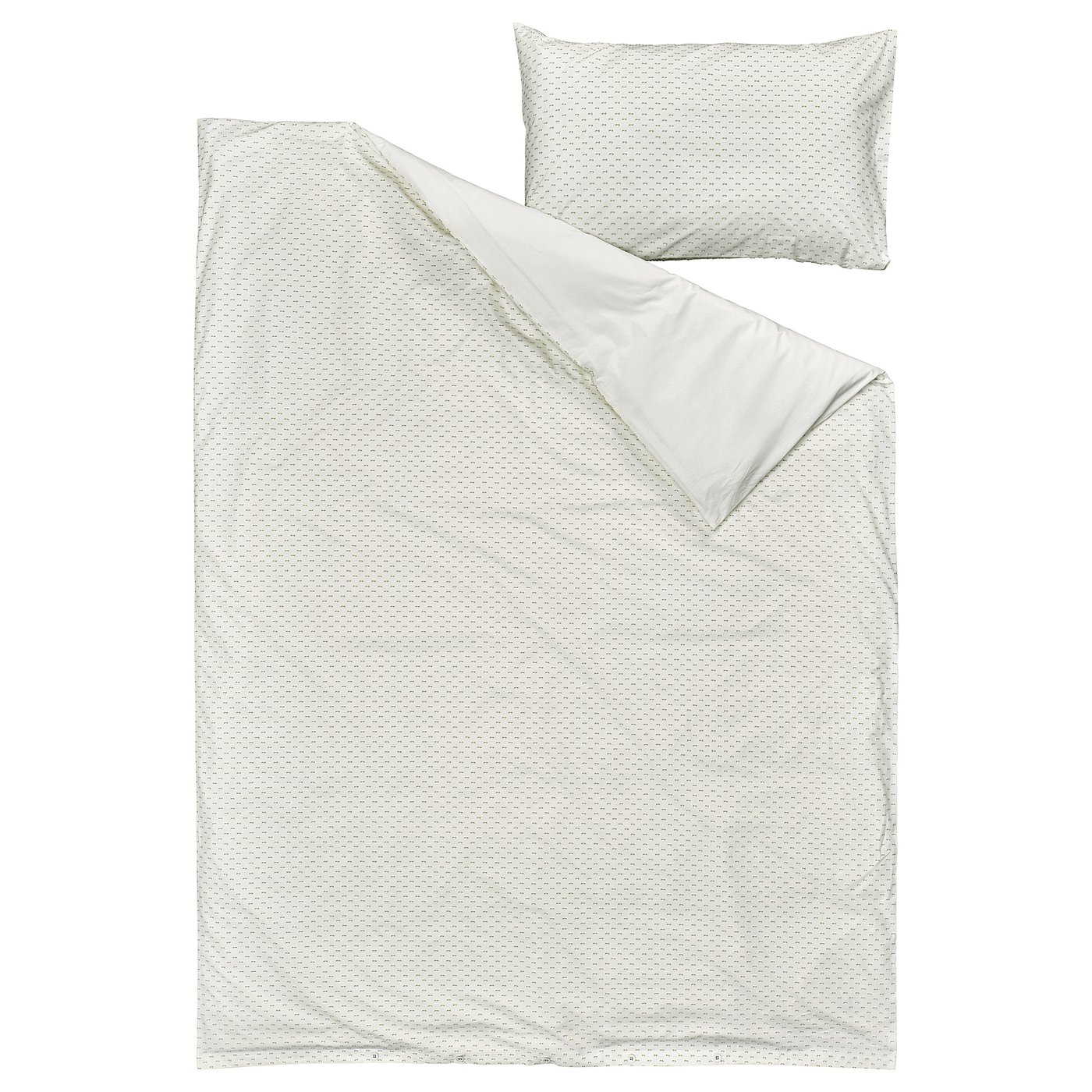 BANDKNIPPE Sarung duvet dan sarung bantal, putih/hijau, 150x200/50x80 cm