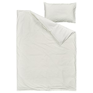 BANDKNIPPE Sarung duvet dan sarung bantal, putih/hijau, 150x200/50x80 cm