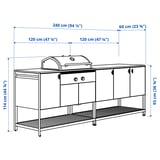 BÅTSKÄR Dapur luar dengan barbeku arang, kelabu gelap, 240x60 cm