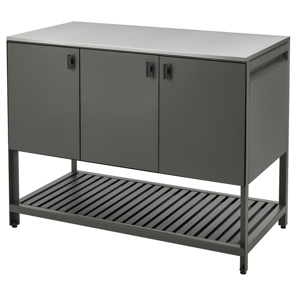 BÅTSKÄR Unit dapur tertutup, di luar bangunan/kelabu gelap, 120x60 cm