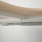 BEKANT Meja penjuru kiri, Venir kayu oak berwarna putih/putih, 160x110 cm