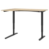 BEKANT P'juru meja duduk/b'diri kiri, Venir kayu oak berwarna putih/hitam, 160x110 cm