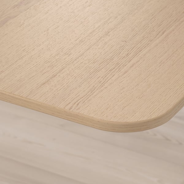 BEKANT P'juru meja duduk/b'diri kiri, Venir kayu oak berwarna putih/hitam, 160x110 cm