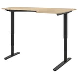 BEKANT P'juru meja kanan ddk/berdiri, Venir kayu oak berwarna putih hitam, 160x110 cm