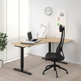 BEKANT P'juru meja kanan ddk/berdiri, Venir kayu oak berwarna putih hitam, 160x110 cm