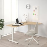 BEKANT P'juru meja kanan ddk/berdiri, Venir kayu oak berwarna putih putih, 160x110 cm