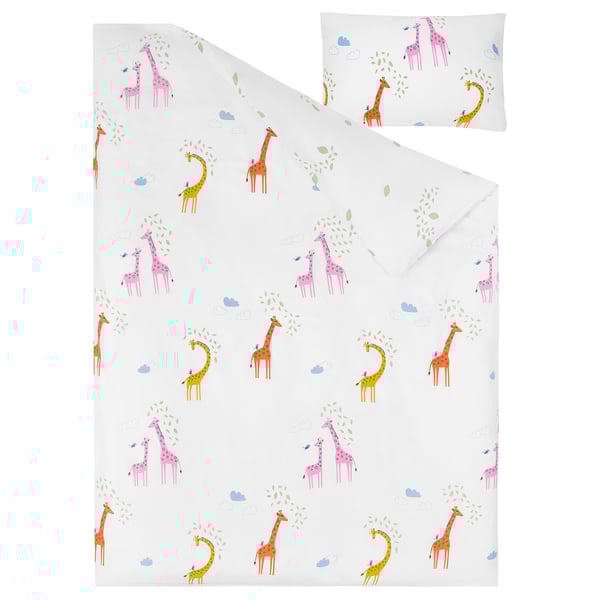 BERGFINK Set 3 unit linen tempat tidur + beg, hijau zirafah, 150x200/50x80 cm