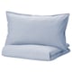 BERGPALM Sarung duvet dan 2 sarung bantal, biru/berjalur, 200x200/50x80 cm