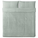 BERGPALM Sarung duvet dan 2 sarung bantal, hijau/jalur, 240x220/50x80 cm