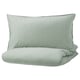 BERGPALM Sarung duvet dan sarung bantal, hijau/jalur, 150x200/50x80 cm