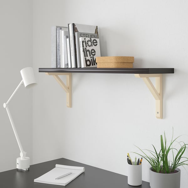 BERGSHULT / SANDSHULT Para-para dinding, coklat hitam/aspen, 80x20 cm