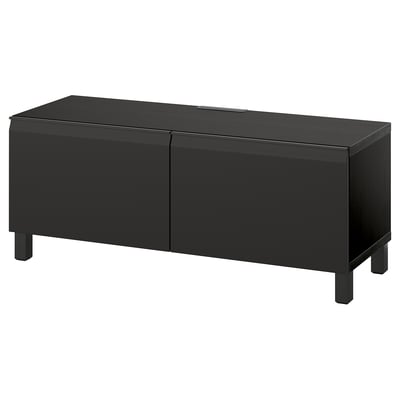 BESTÅ Kabinet TV berpintu, hitam coklat/Hammarsmed/Stubbarp antrasit, 120x42x48 cm
