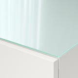BESTÅ Panel atas utk TV, kaca putih/hijau muda, 180x40 cm