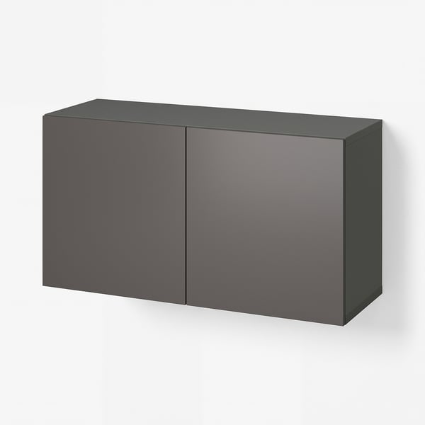 BESTÅ Unit rak berpintu, kelabu gelap/Lappviken kelabu gelap, 120x42x64 cm