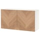 BESTÅ Unit rak berpintu, putih/Hedeviken venir kayu oak, 120x42x64 cm