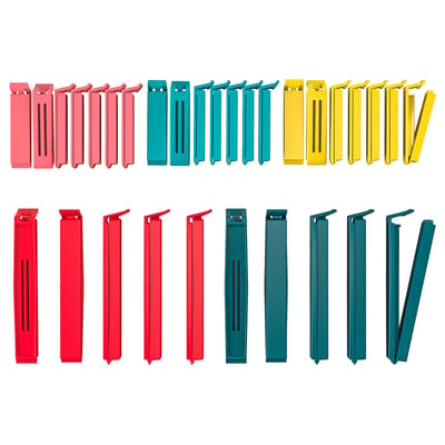 BEVARA 30 set klip pengedap, warna bercampur/saiz bercampur