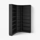 BILLY Komb. sudut rak buku+unit sambungan, hitam kesan kayu oak, 136/136x28x237 cm