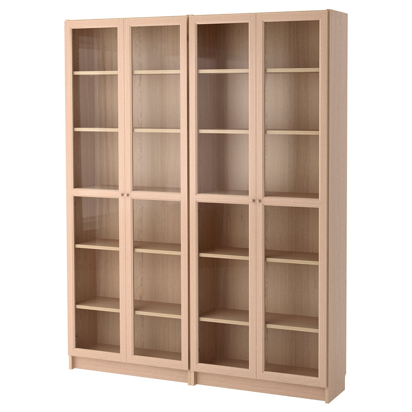 Billy Oxberg Kombinasi Almari Buku Pintu Kaca Venir Kayu Oak Berwarna Putih Kaca 160x30x202 Cm Ikea