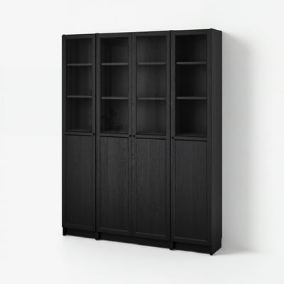 BILLY / OXBERG Kombinasi rak buku+panel/pintu kaca