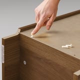 BILLY / OXBERG Rak buku+pintu kaca/unit sambungan, coklat kesan kayu walnut, 40x30x237 cm