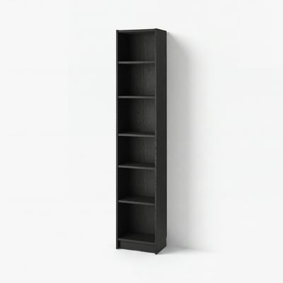 BILLY Rak buku, hitam kesan kayu oak, 40x28x202 cm
