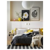 BJÖRKGRÅMAL Sarung duvet dan 2 sarung bantal, hitam putih/berbintik, 240x220/50x80 cm
