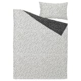 BJÖRKGRÅMAL Sarung duvet dan sarung bantal, hitam putih/berbintik, 150x200/50x80 cm