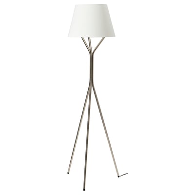 BLÄNKFYR Lampu lantai, bersadur nikel
