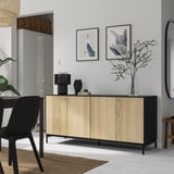 BOASTAD Saidbod, hitam/venir kayu oak, 161x52x75 cm