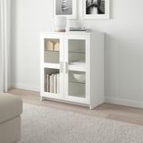 BRIMNES Kabinet berpintu, kaca/putih, 78x95 cm