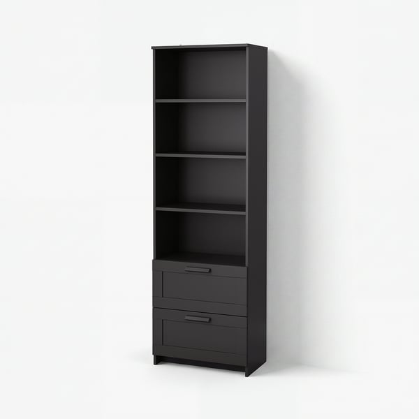 BRIMNES Rak buku, hitam, 60x190 cm