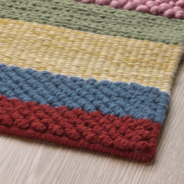 BRÖNDEN Ambal, bulu nipis, buatan tangan pelbagai warna/merah, 133x195 cm