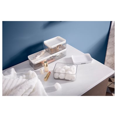 BROGRUND Set 3 unit kotak, kelabu lut sinar/putih