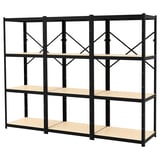 BROR 3 bahagian/para, hitam/kayu, 254x55x190 cm