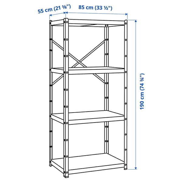 BROR Unit para-para, hitam, 234x55x190 cm