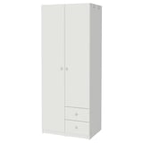 BRUKSVARA Almari pakaian + 2 pintu & 2 laci, putih, 79x57x201 cm