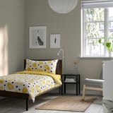 BRUKSVARA Set 3 unit linen katil, kuning/putih, 150x200 cm