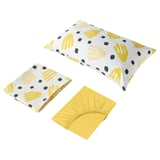 BRUKSVARA Set 3 unit linen katil, kuning/putih, 150x200 cm