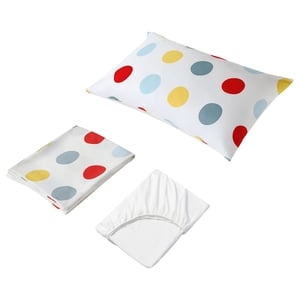 BRUKSVARA Set 3 unit linen tempat tidur, pelbagai warna/corak bintik, 150x200 cm