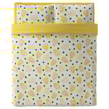 BRUKSVARA Set 4 unit linen tempat tidur, putih/kuning, 200x200 cm