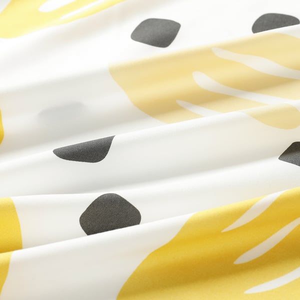 BRUKSVARA Set 4 unit linen tempat tidur, putih/kuning, 200x200 cm