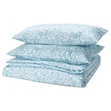 CYMBALBLOMMA Sarung duvet dan 2 sarung bantal, putih/biru, 200x200/50x80 cm
