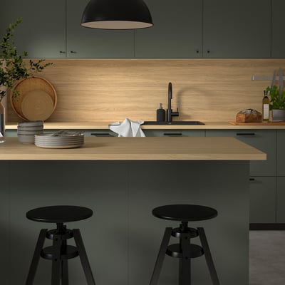 EKBACKEN Permukaan atas meja, kesan oak cerah/berlamina, 246x2.8x90 cm