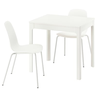 EKEDALEN / LIDÅS Meja dan 2 kerusi, putih/putih putih, 80/120 cm