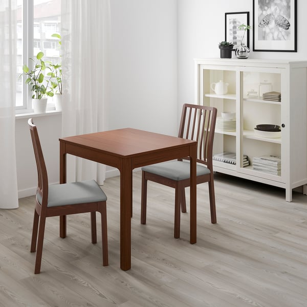 EKEDALEN Meja boleh dipanjangkan, coklat, 80/120x70 cm
