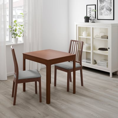 EKEDALEN Meja boleh dipanjangkan, coklat, 80/120x70 cm