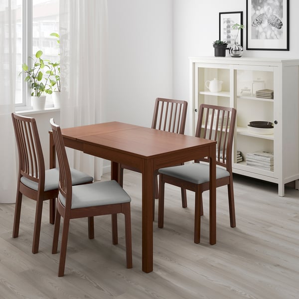 EKEDALEN Meja boleh dipanjangkan, coklat, 80/120x70 cm